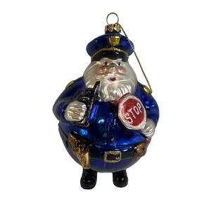 Vintage Santa Police Officer Blow Mold Ornament
